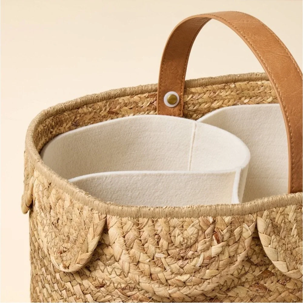 Hearth & Hand Magnolia Natural Woven Scalloped Baby Diaper Caddy